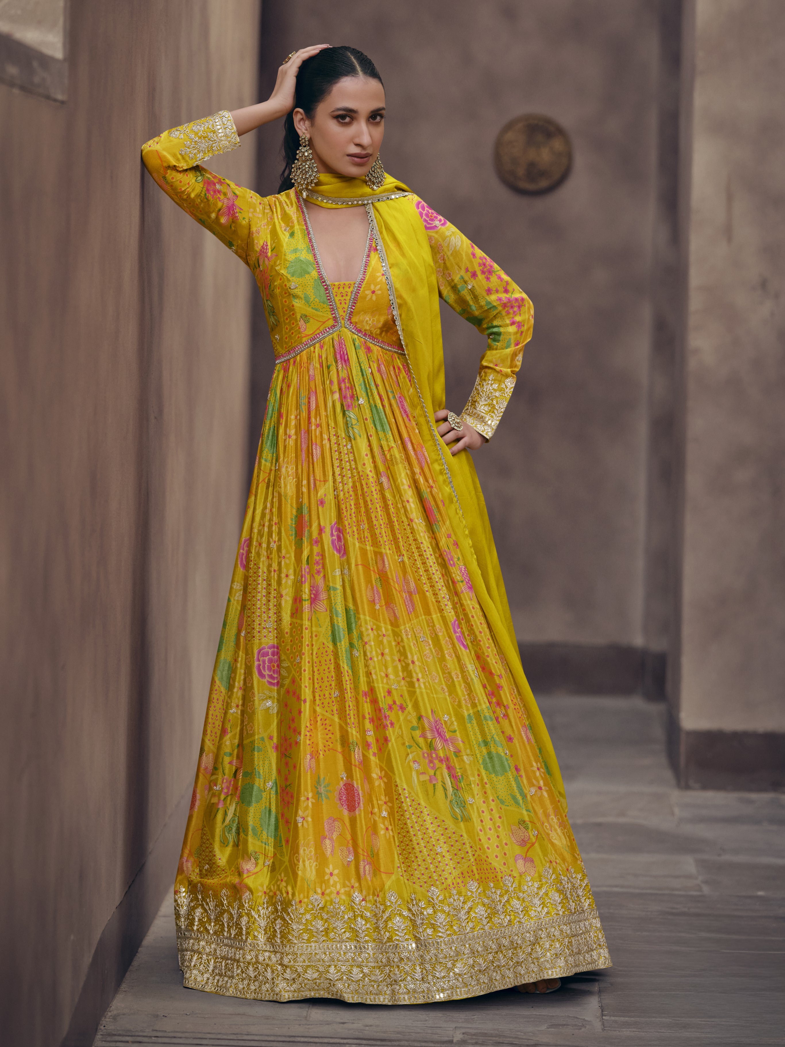 Kesar Gown With Dupatta