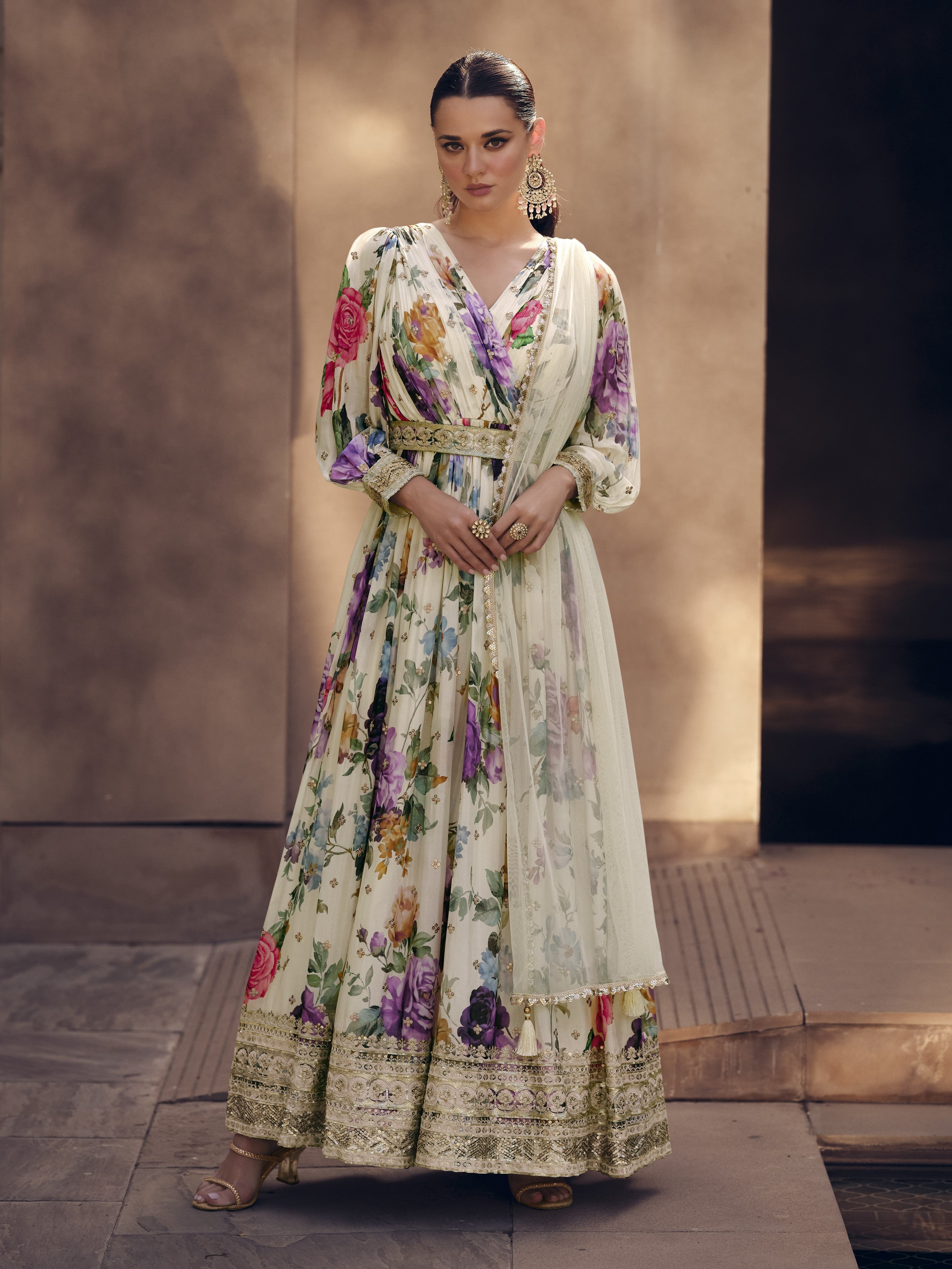 Kesar Gown With Dupatta