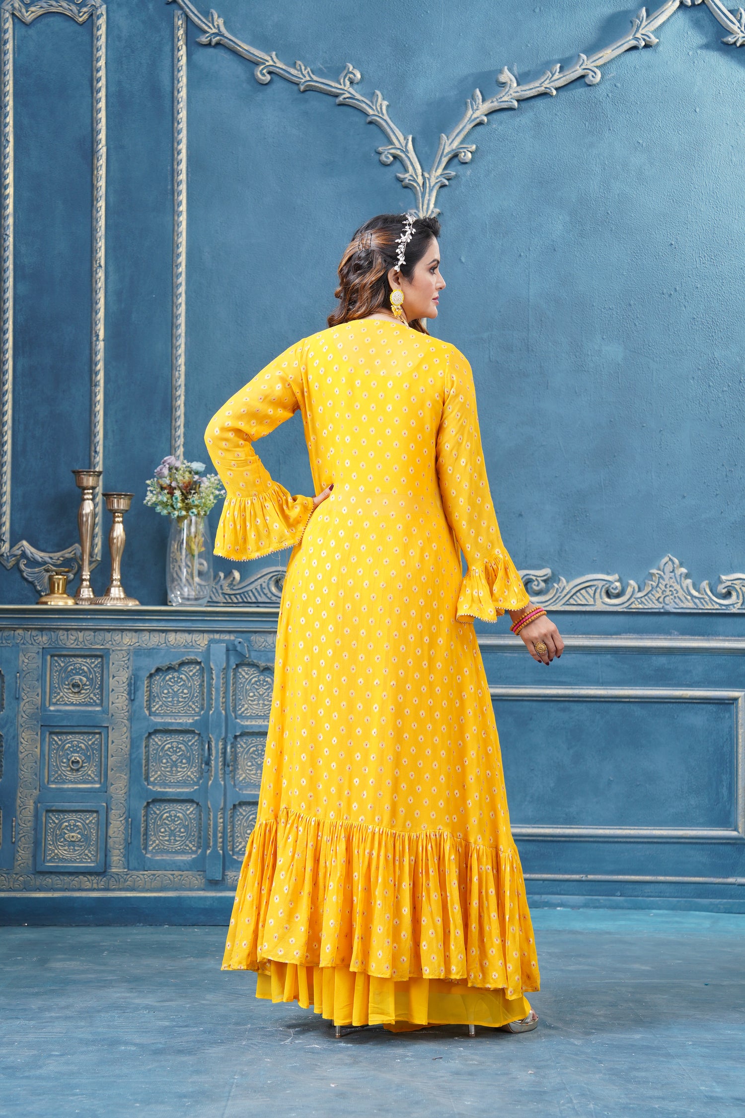 Himani Crop Top Palazzo Suit With Jacket - Roop Darshan