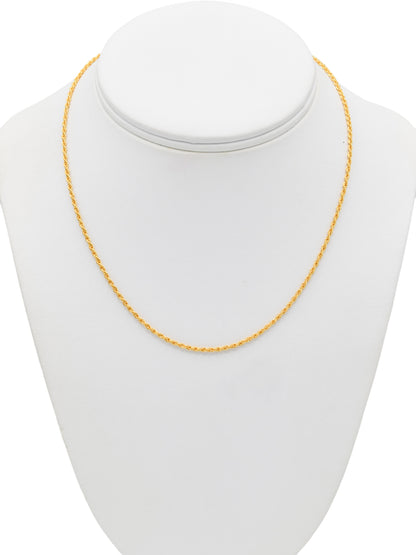 22ct Gold Hollow Rope Chain - 40 cm