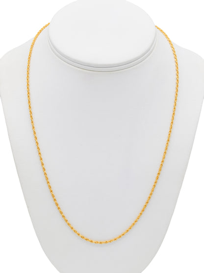 22ct Gold Hollow Rope Chain - 60 cm