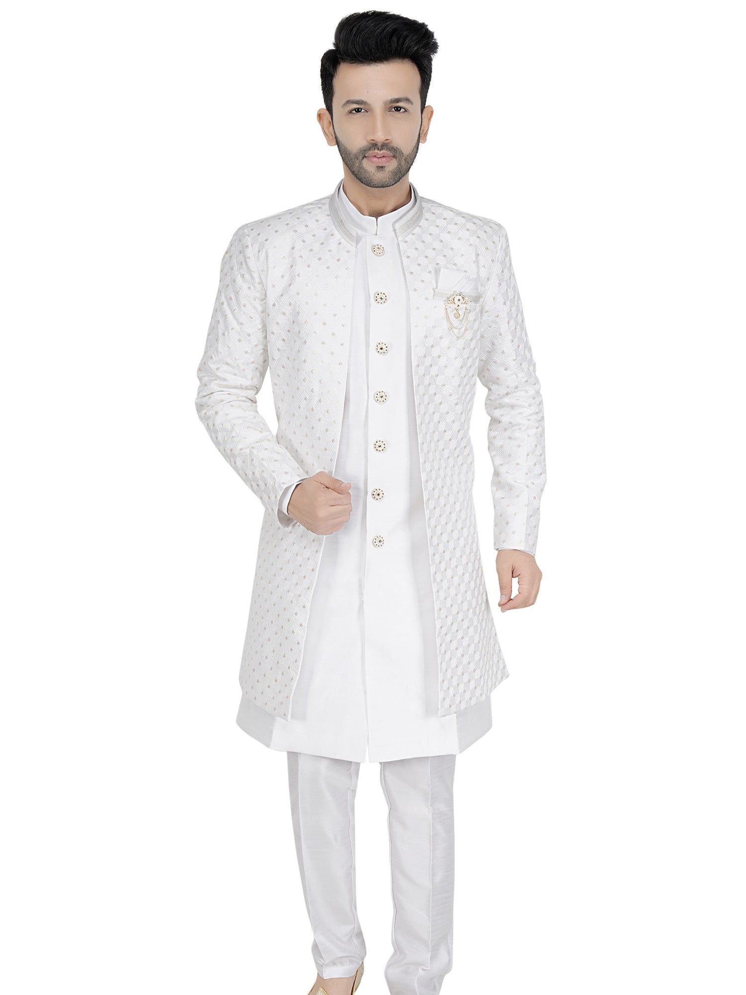 Mens Kurta Set With Jacket - Roop Darshan