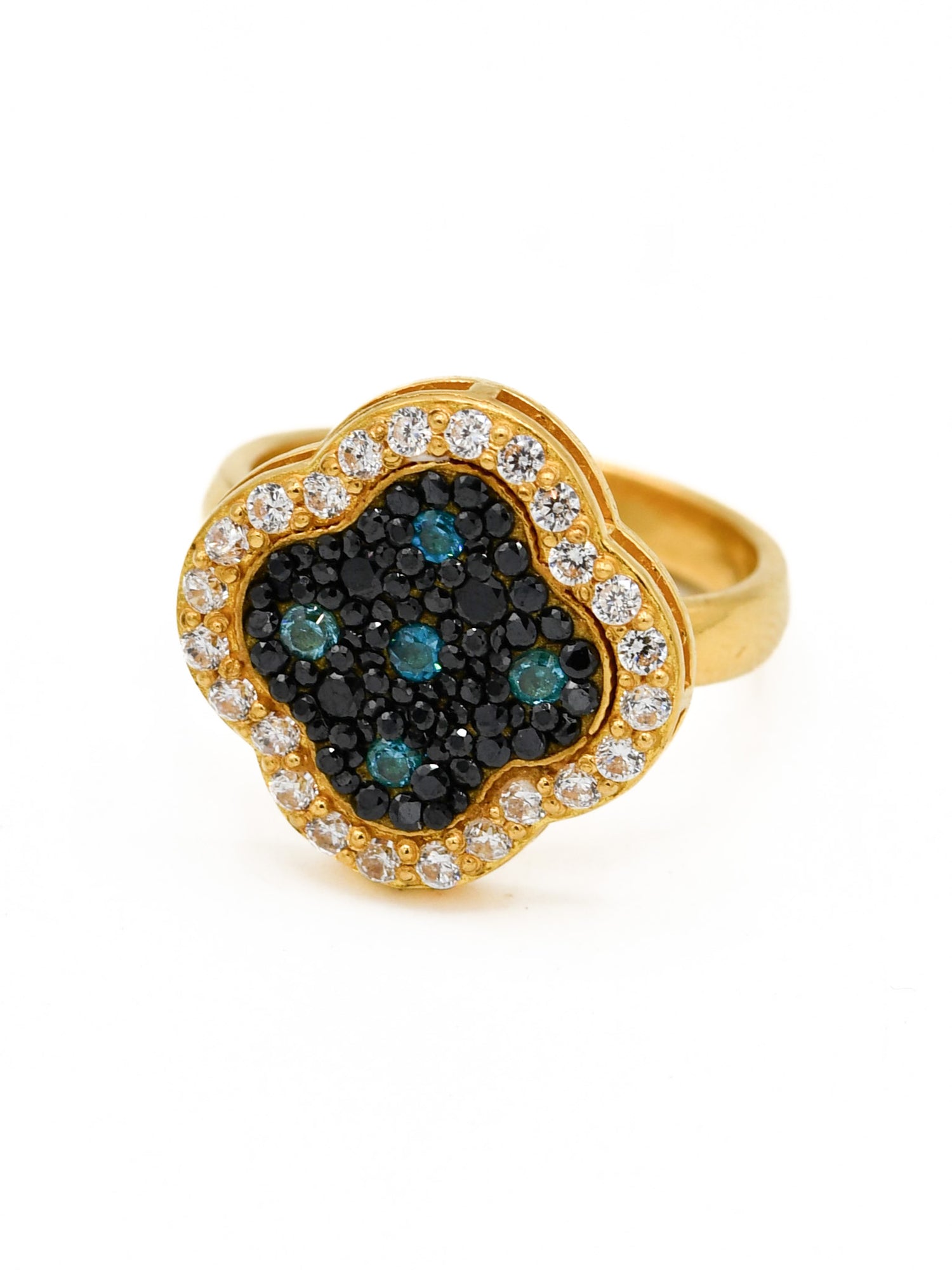 22ct Gold Blue CZ Ladies Ring - Roop Darshan