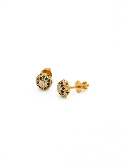 22ct Gold Black CZ Stud Earrings - Roop Darshan