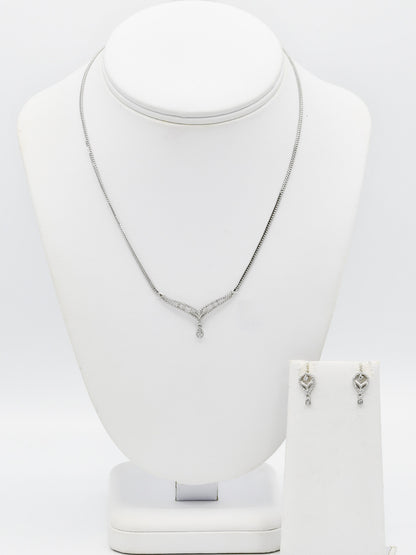 18ct White Gold CZ Necklace set