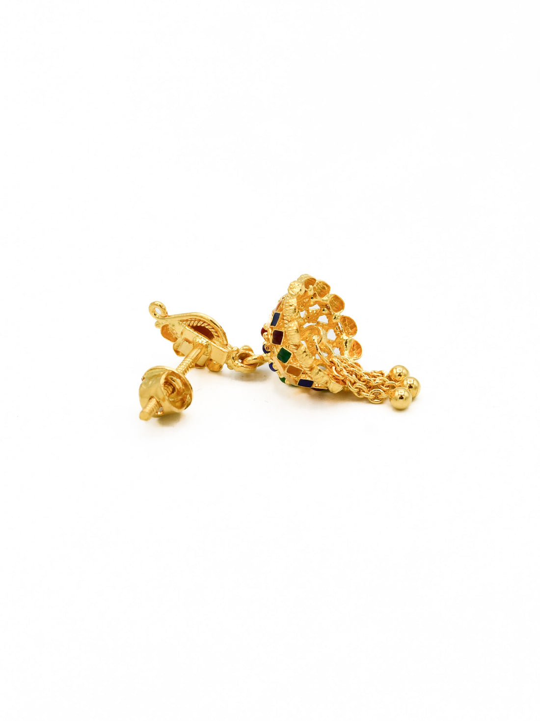 22ct Gold Minakari Jhumki Earrings