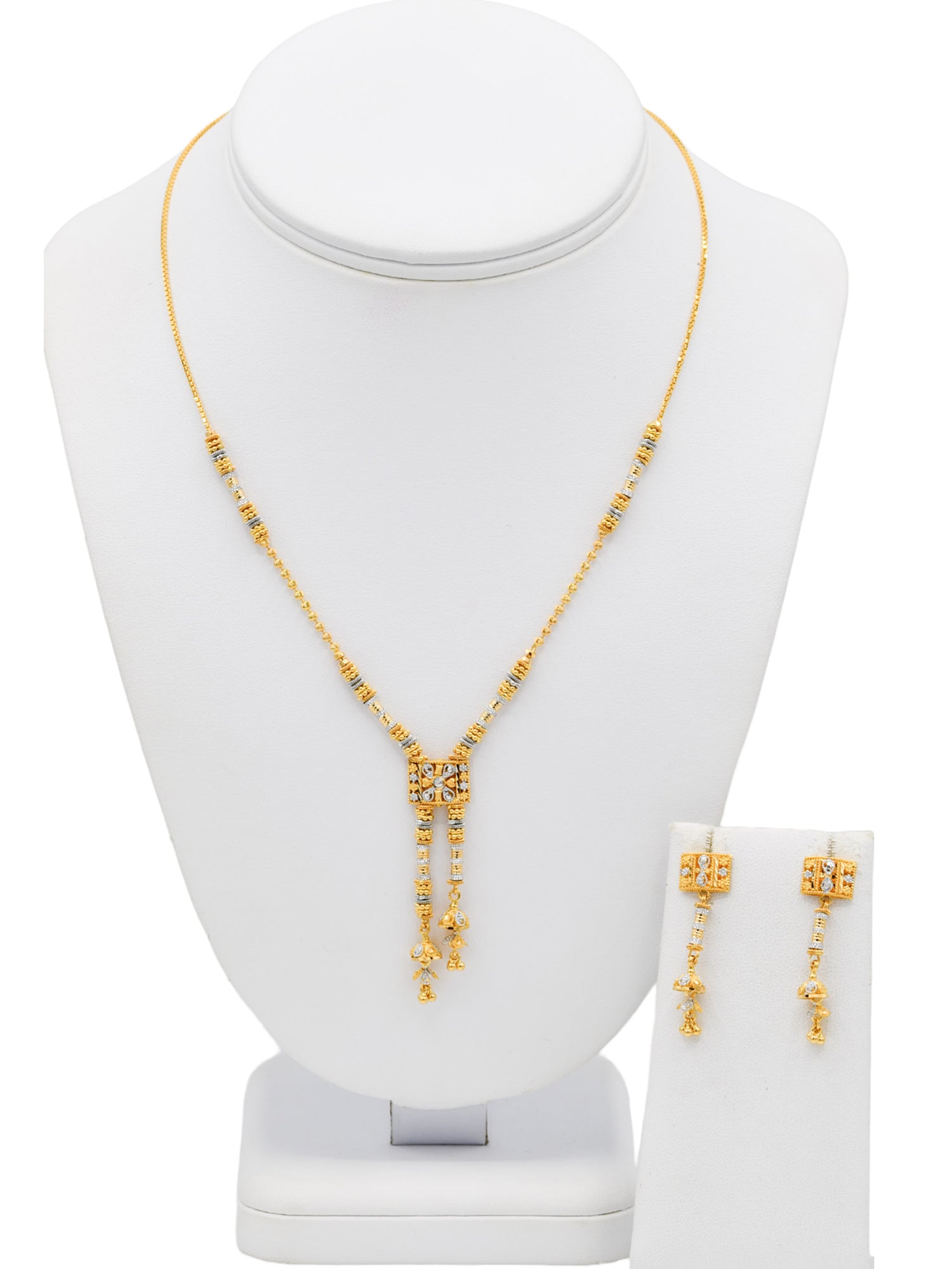 22ct Gold Two Tone Ball Necklace Set