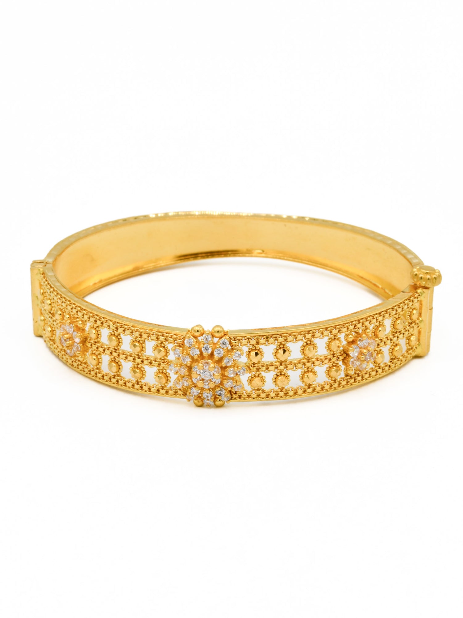 22ct Gold CZ Screw Bangle