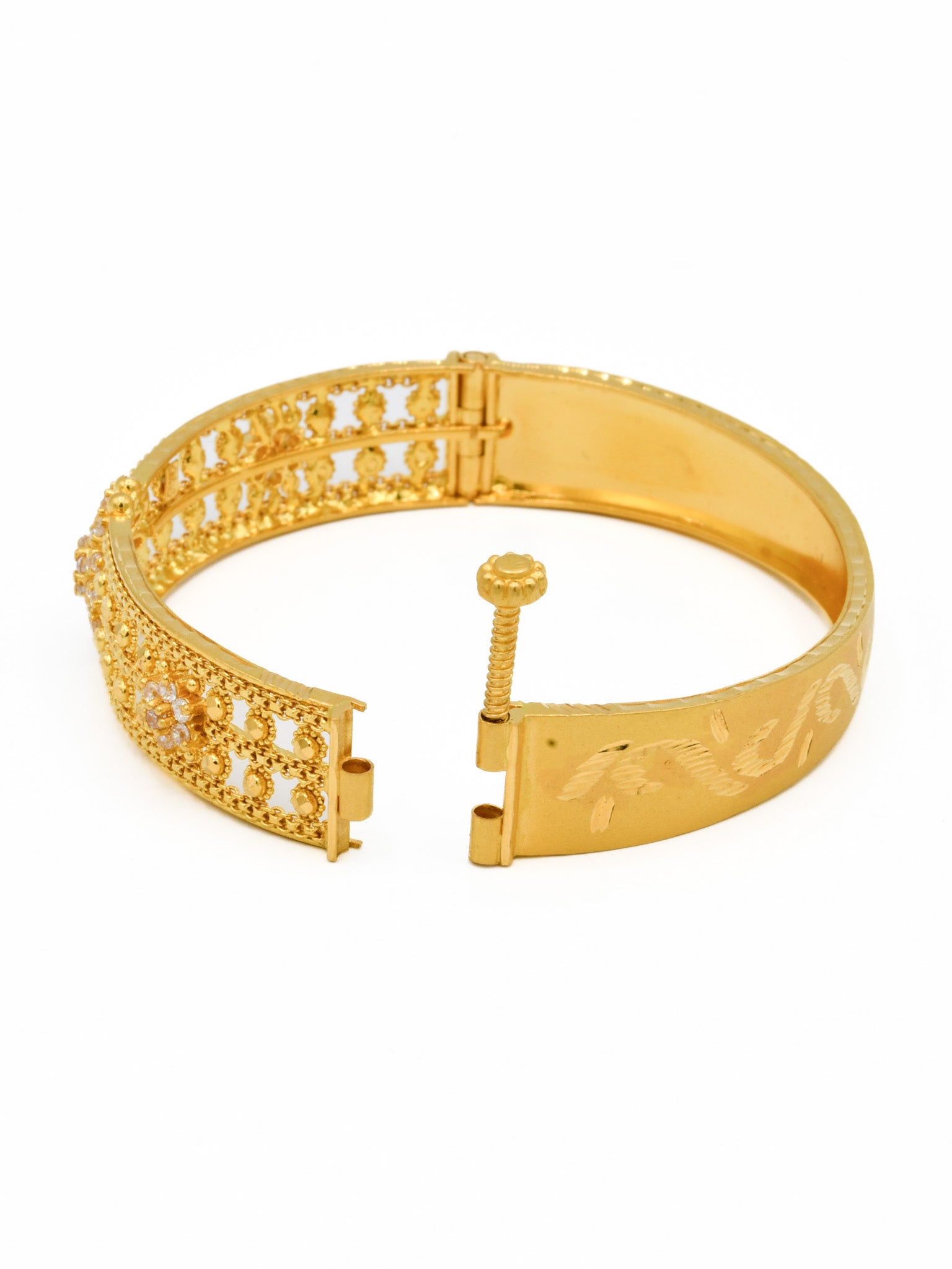 22ct Gold CZ Screw Bangle