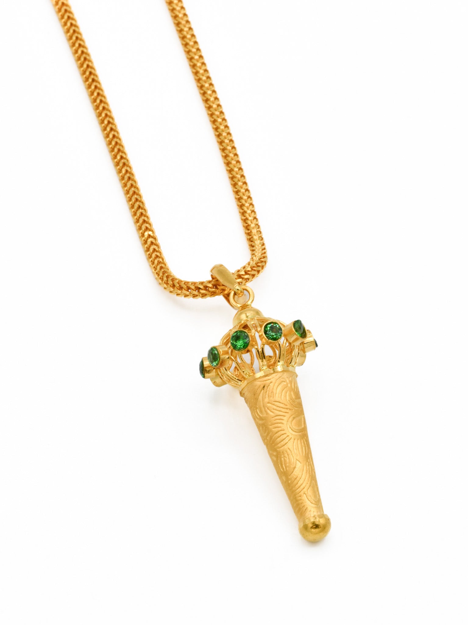 22ct Gold Green CZ Gada Pendant