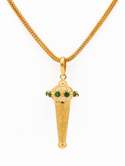 22ct Gold Green CZ Gada Pendant