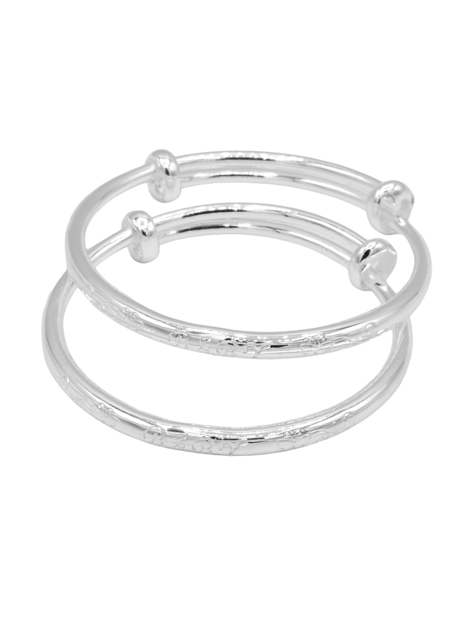 Silver 2 Piece Adjustable Baby Bangle