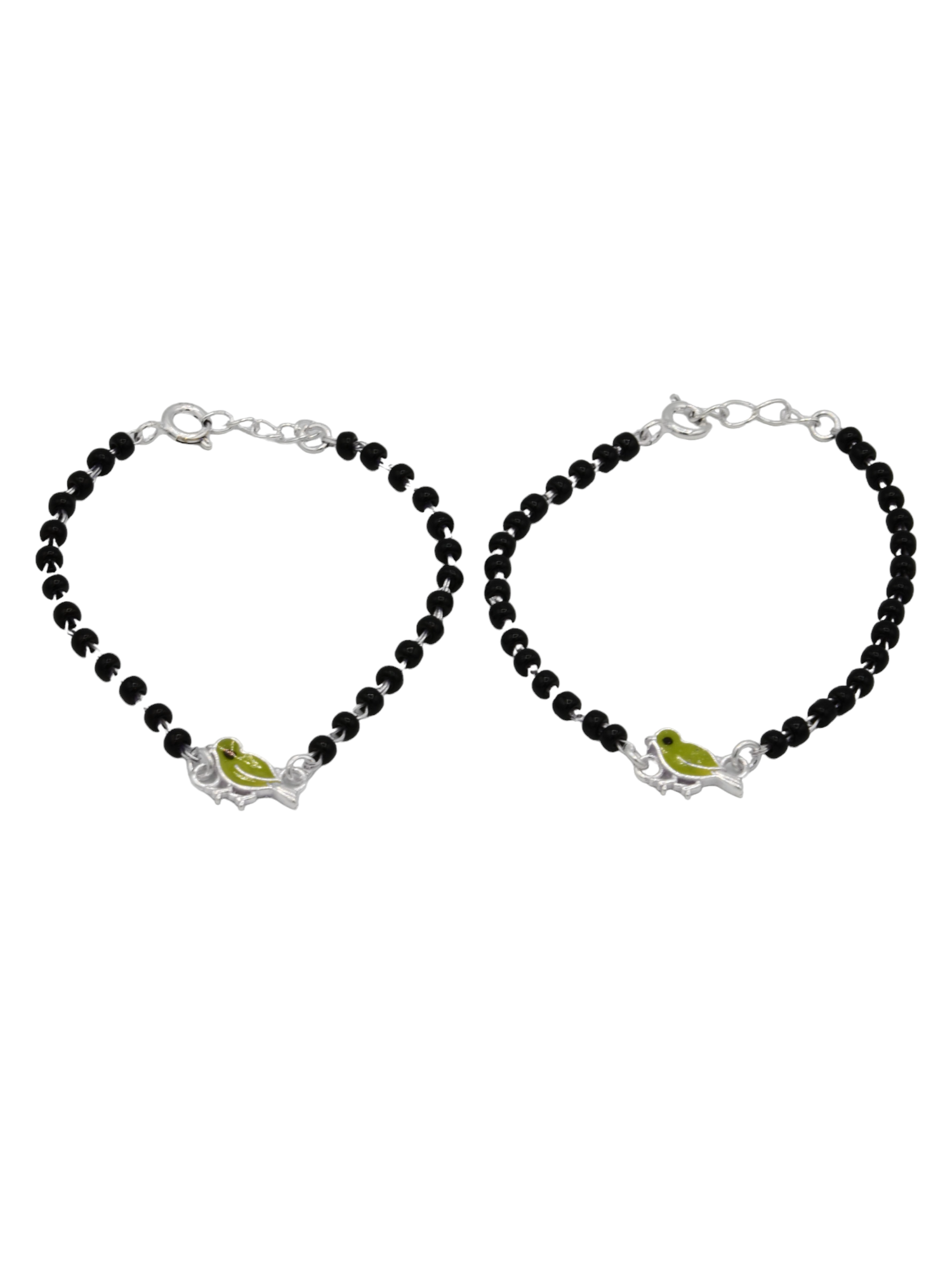 Silver Black Beads 2 Piece Baby Bracelet