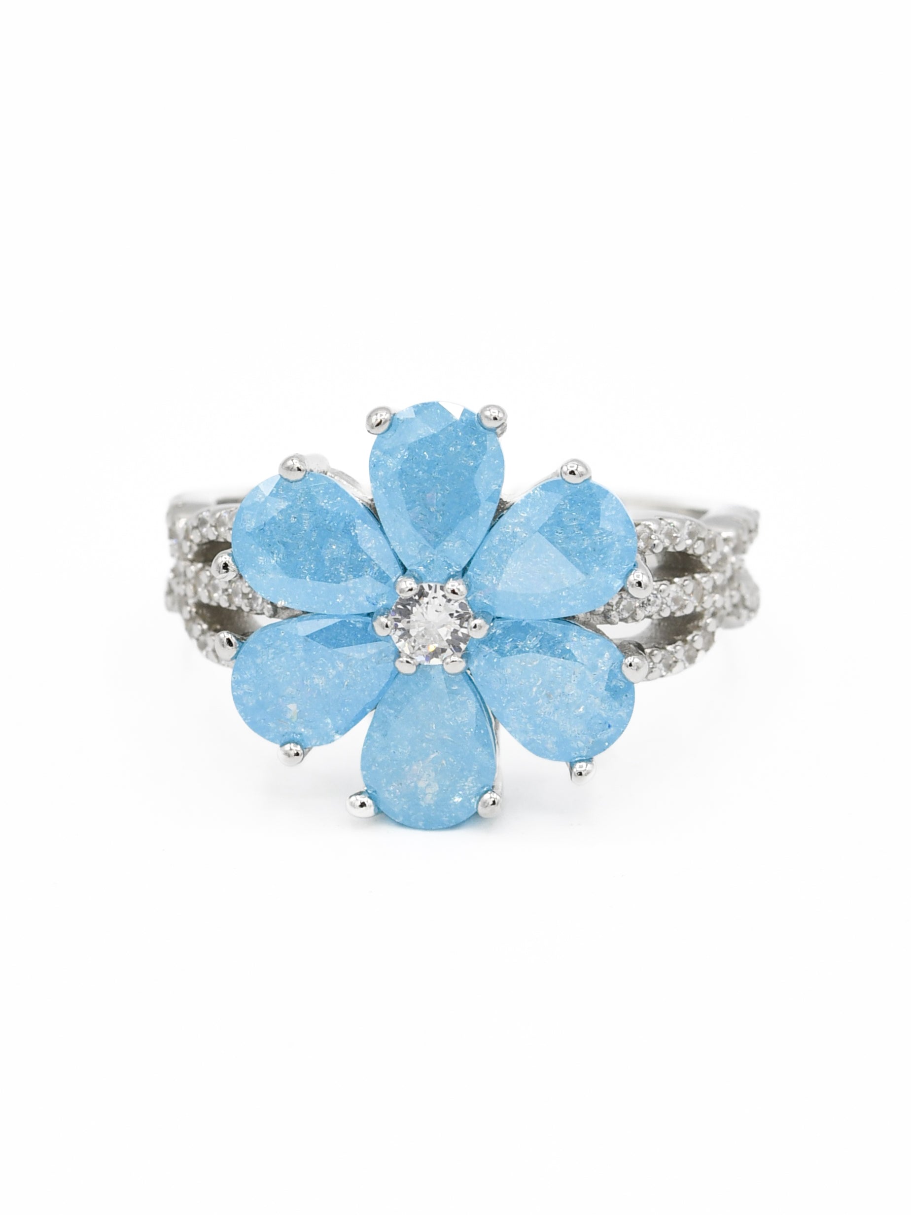 Silver Blue CZ Ladies Ring