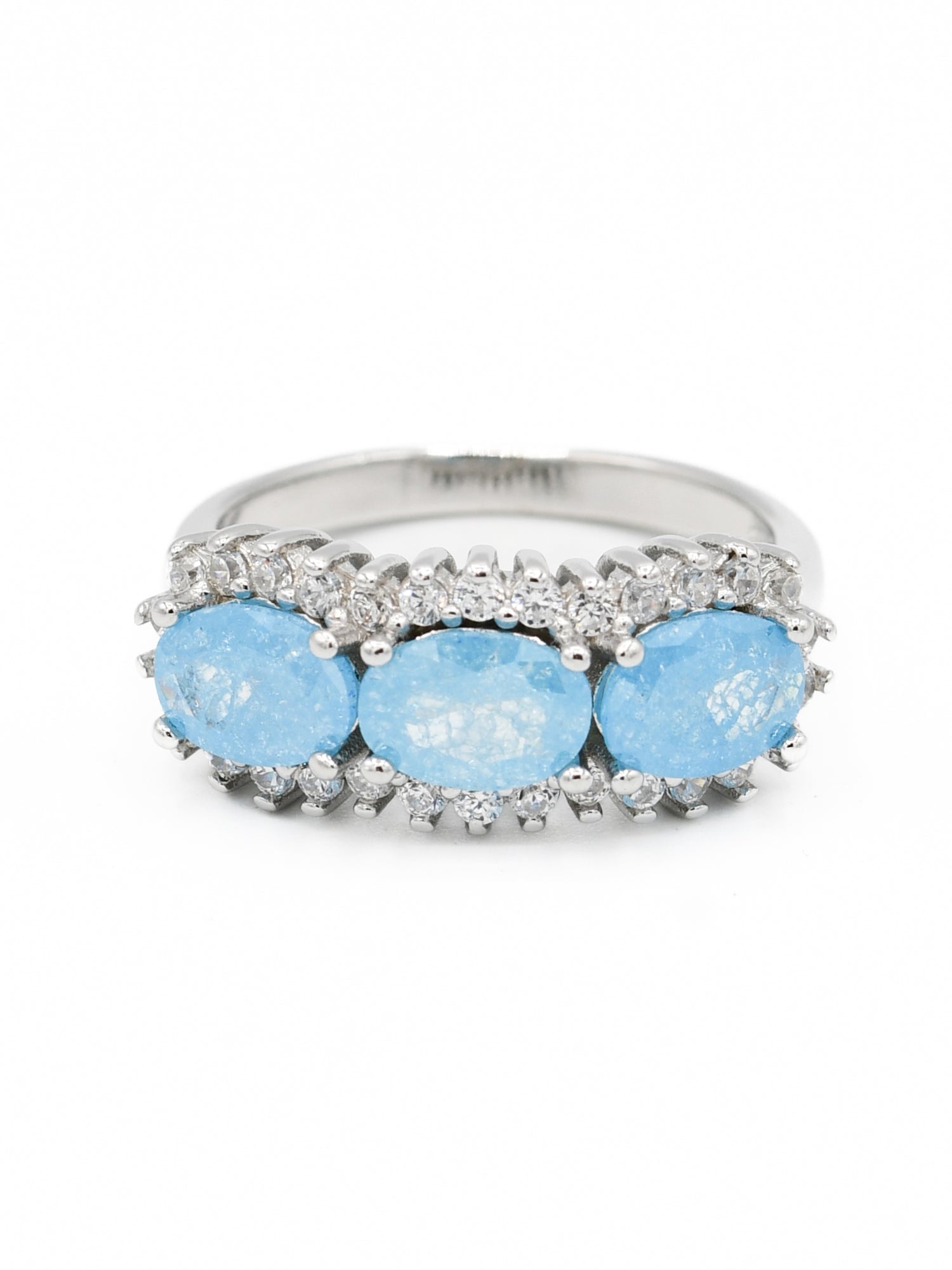 Silver Blue CZ Ladies Ring