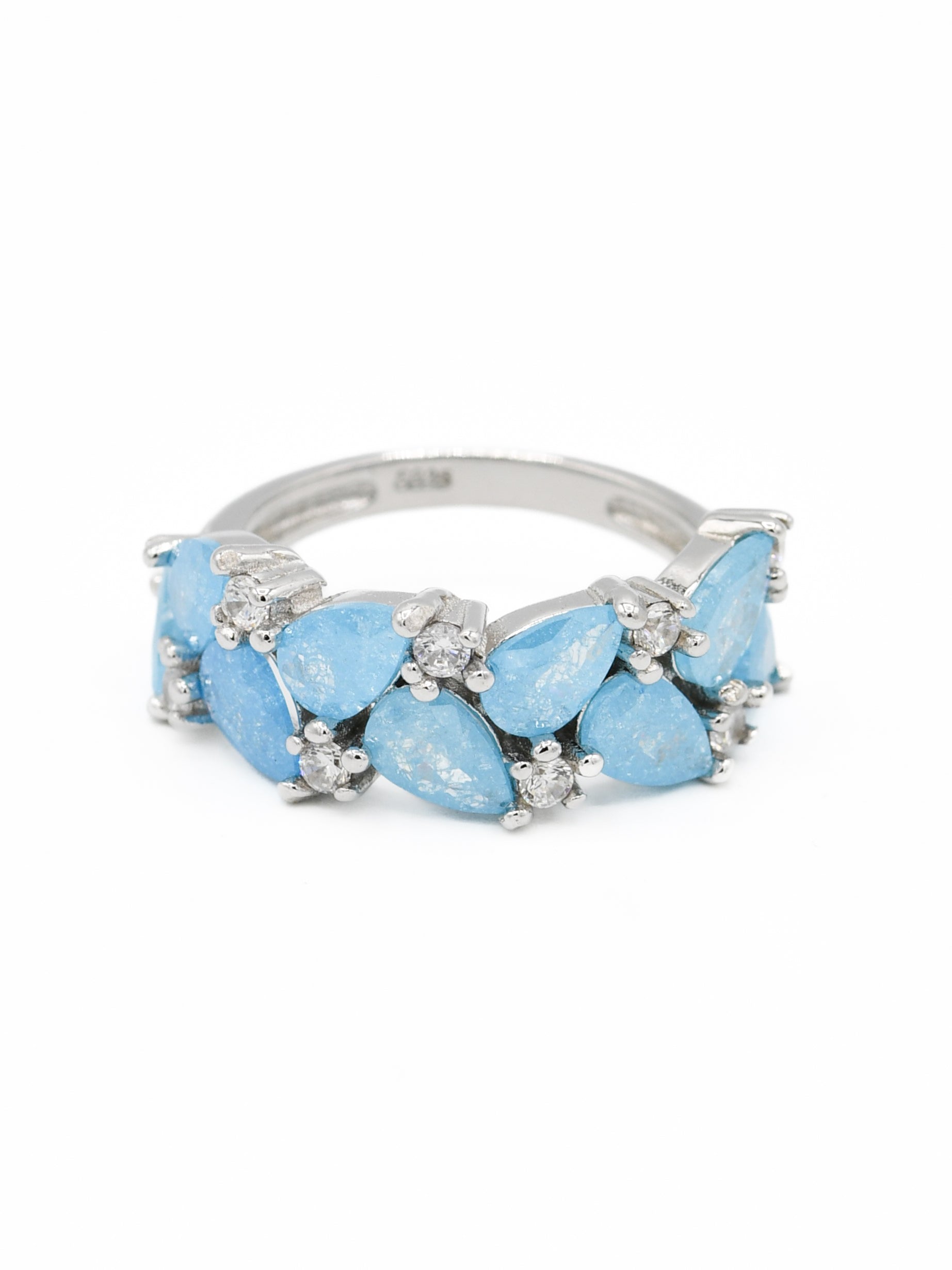 Silver Blue CZ Ladies Ring