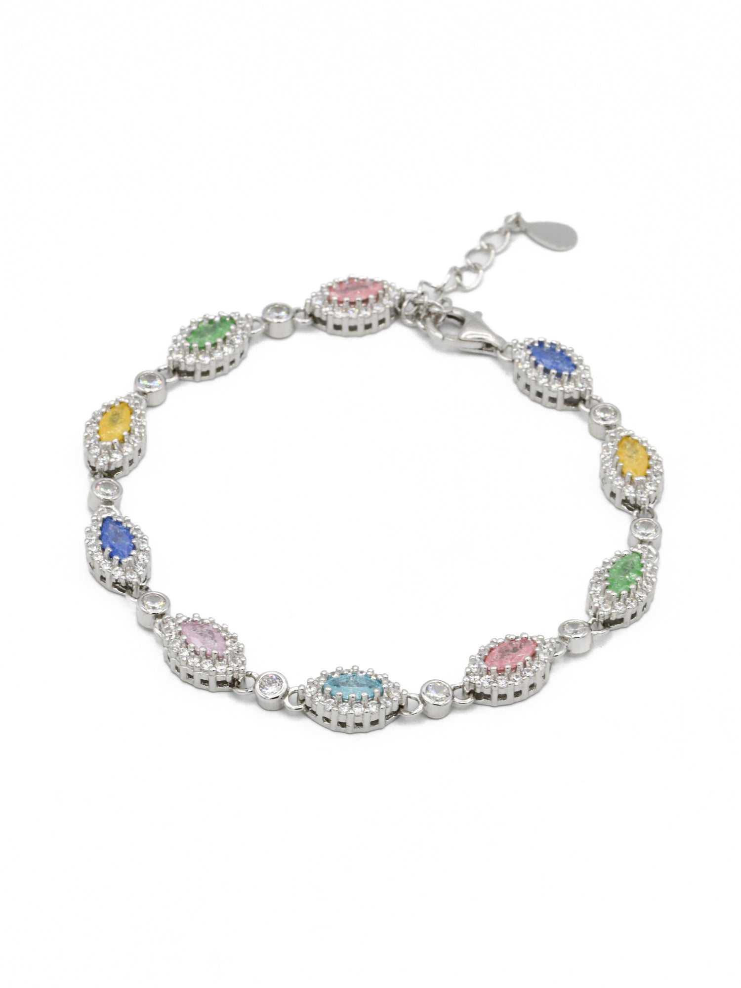 Silver Multi CZ Ladies Bracelet