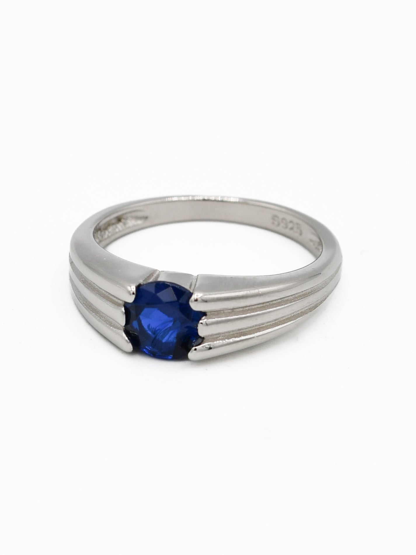 Silver Blue Stone Baby Ring