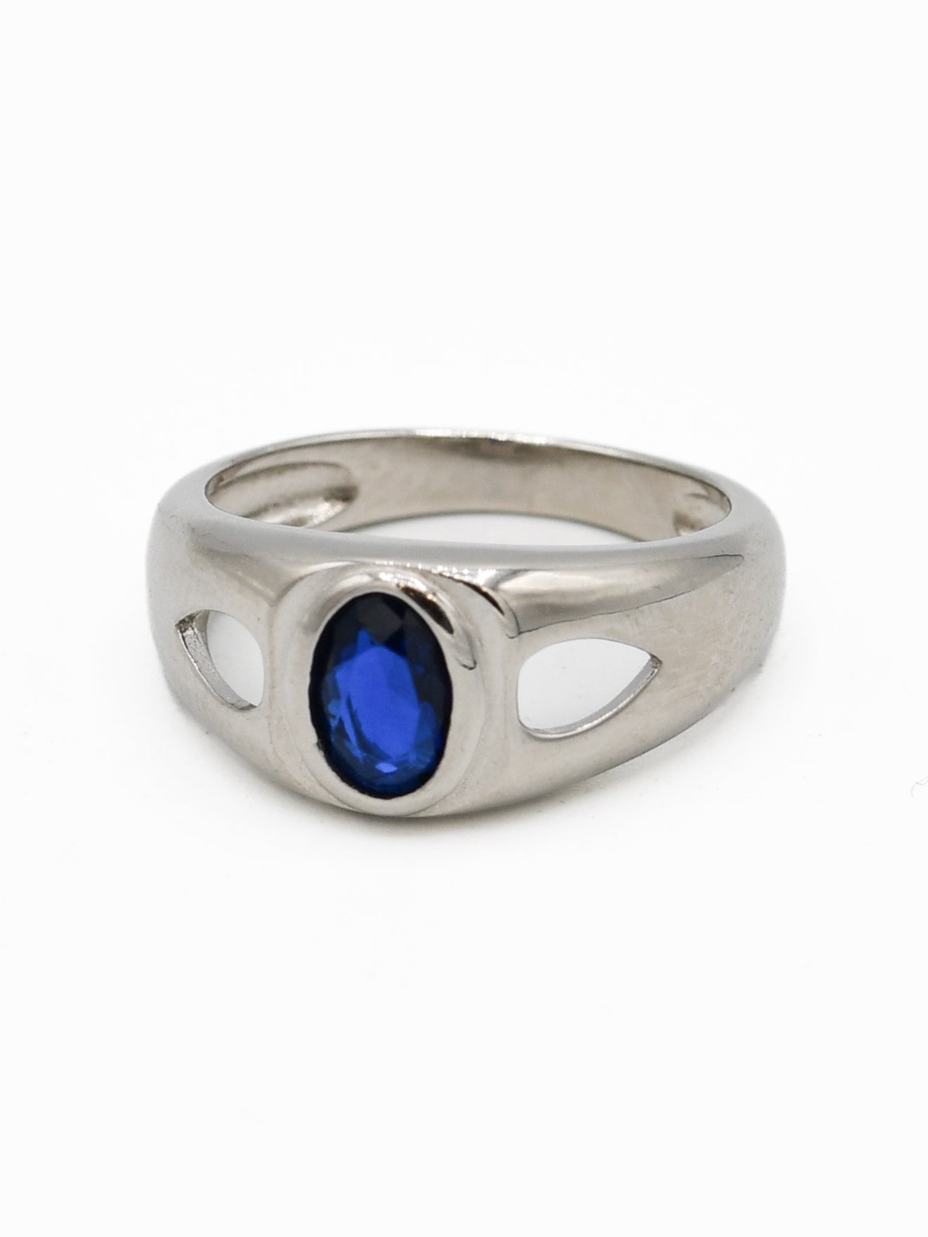 Silver Blue Stone Baby Ring