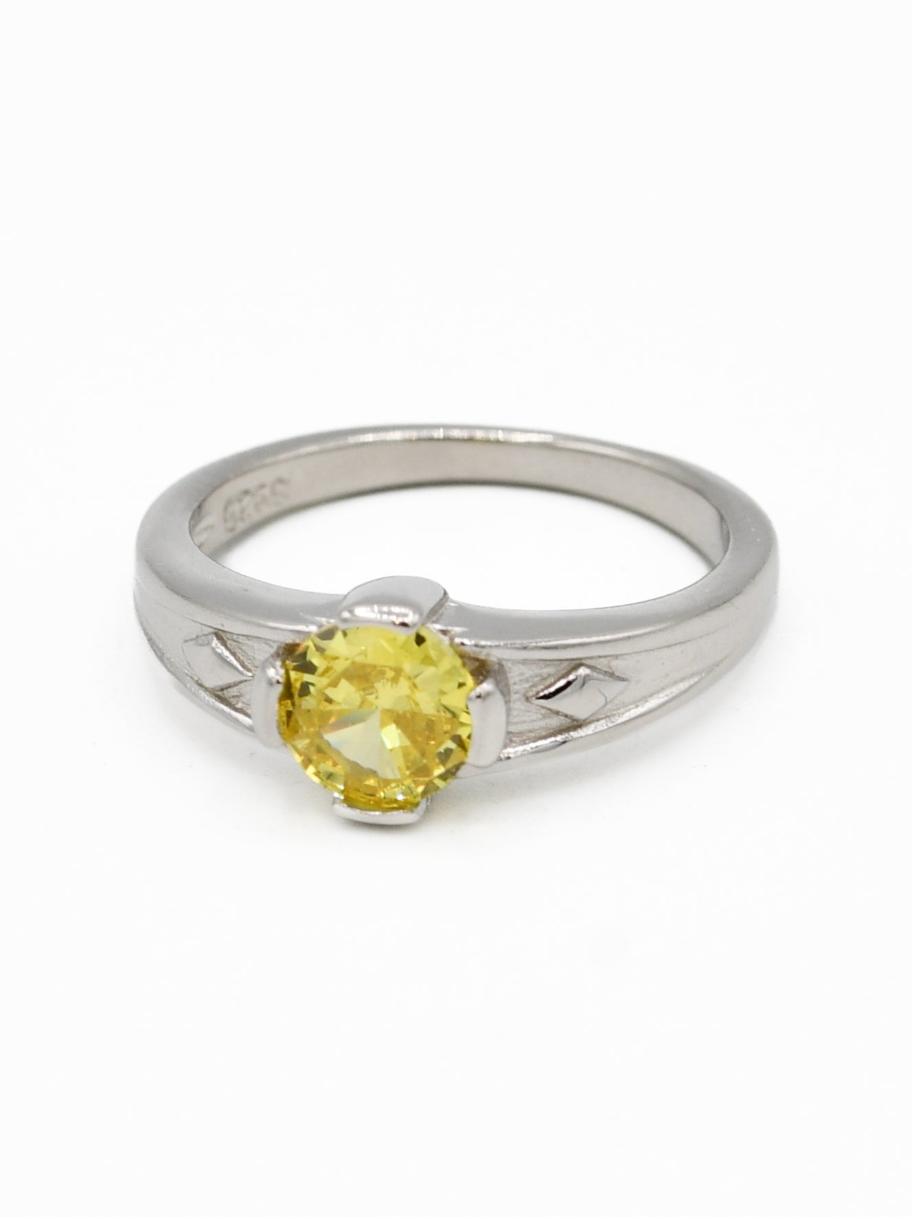 Silver Yellow Stone Baby Ring