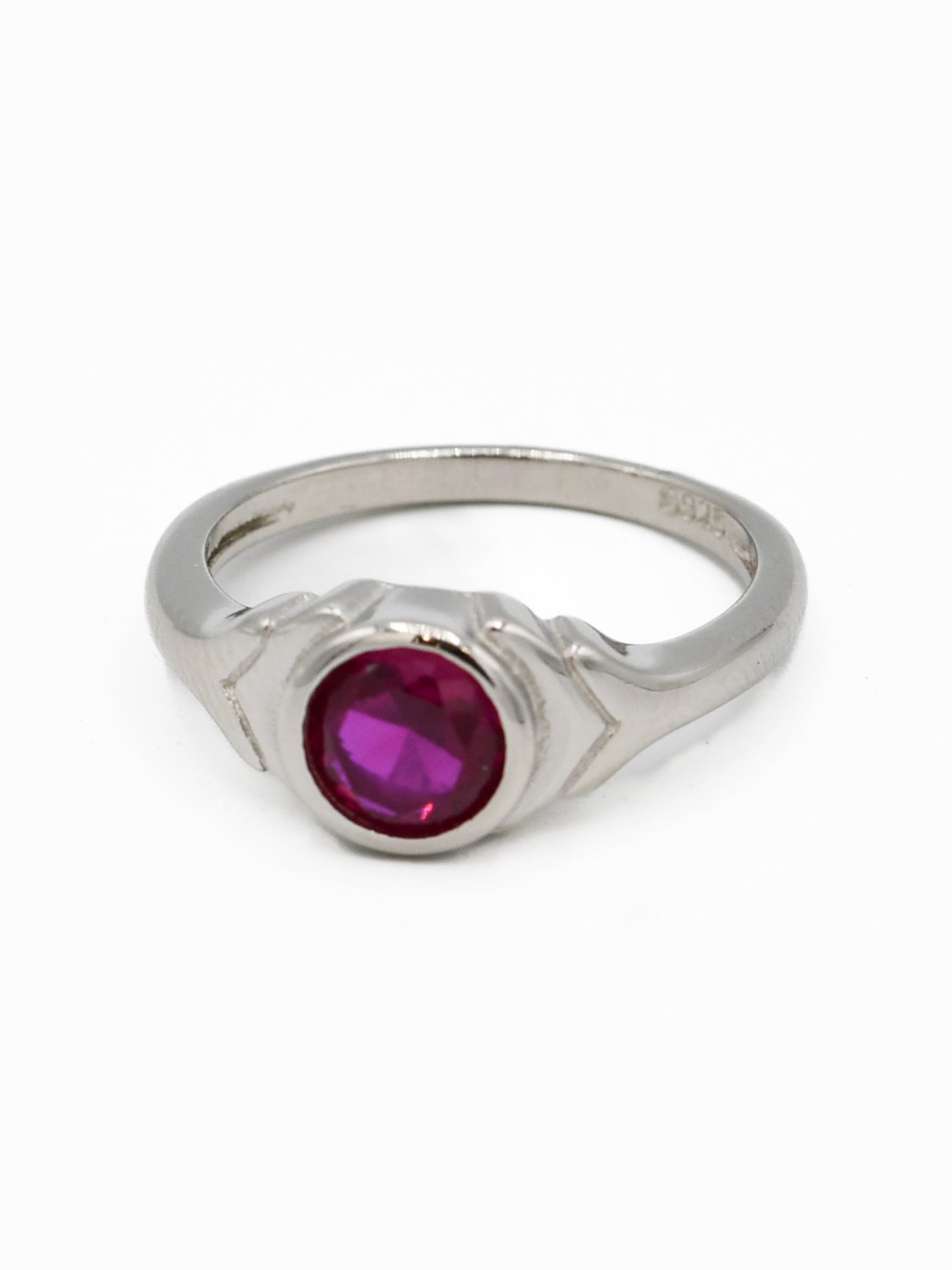 Silver Pink Stone Baby Ring