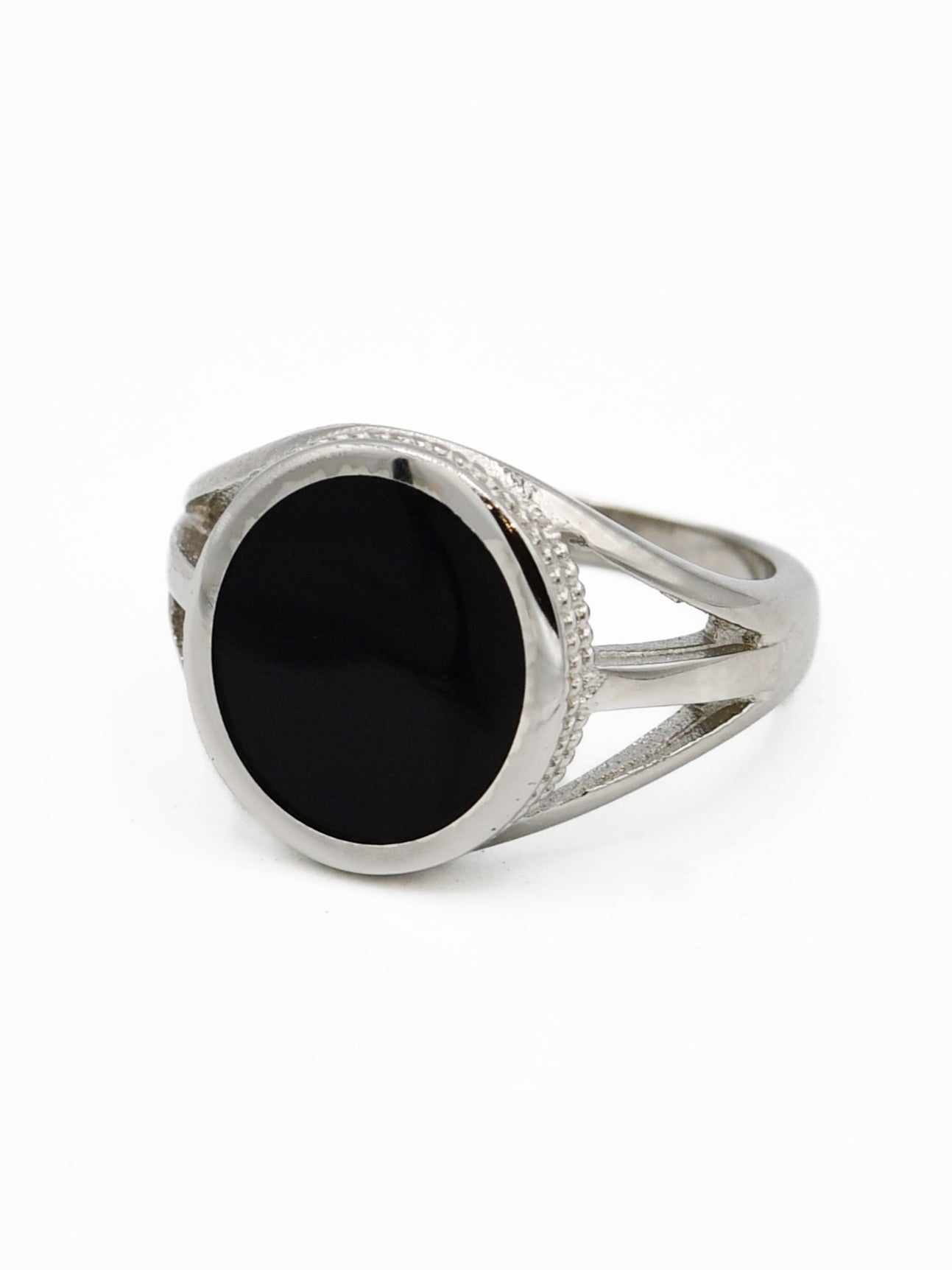 Silver Black Stone Ring