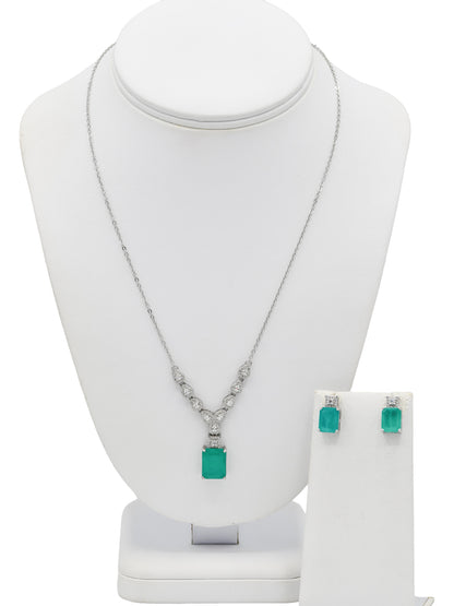 Silver CZ Necklace Set