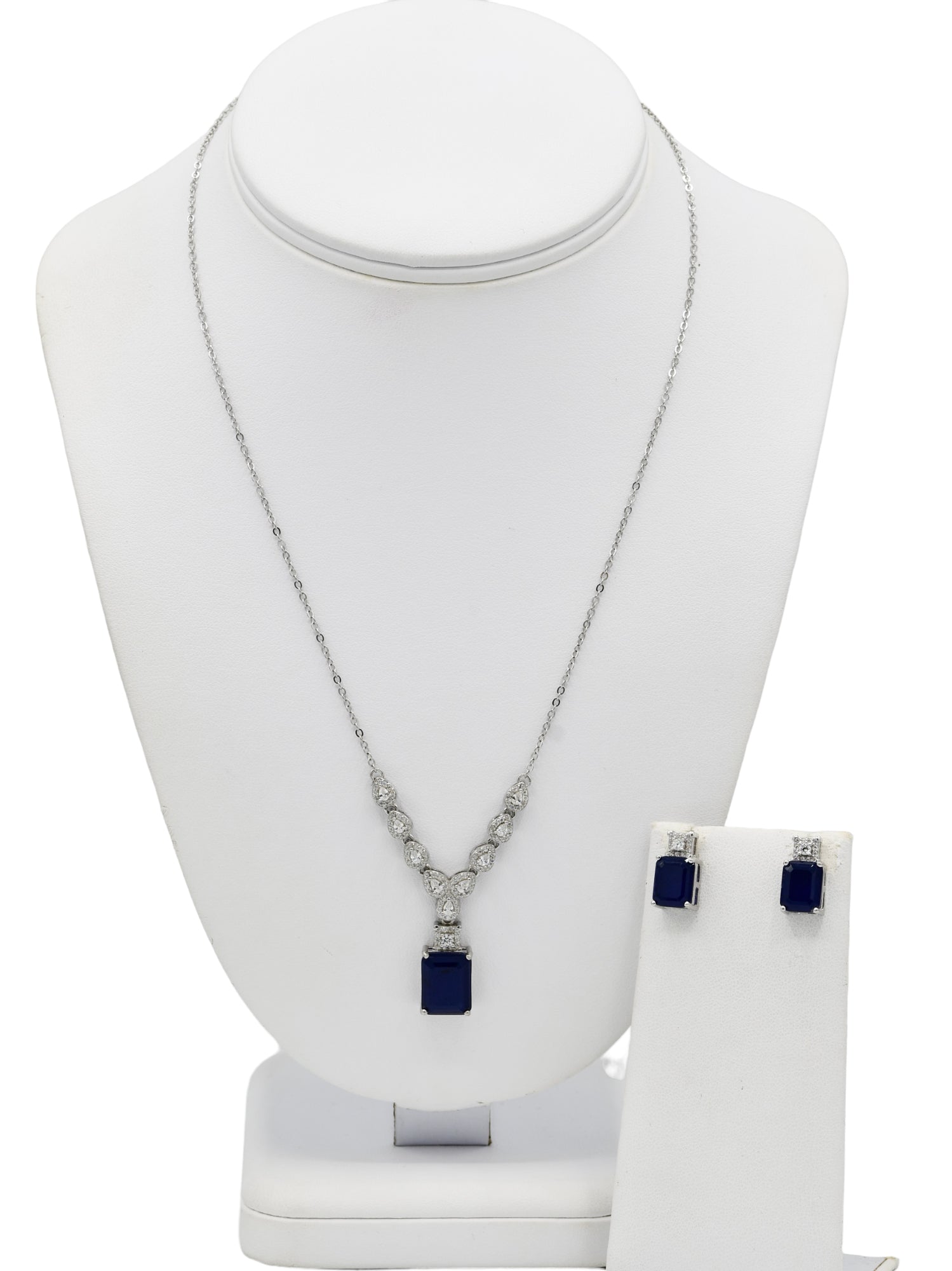 Silver CZ Necklace Set