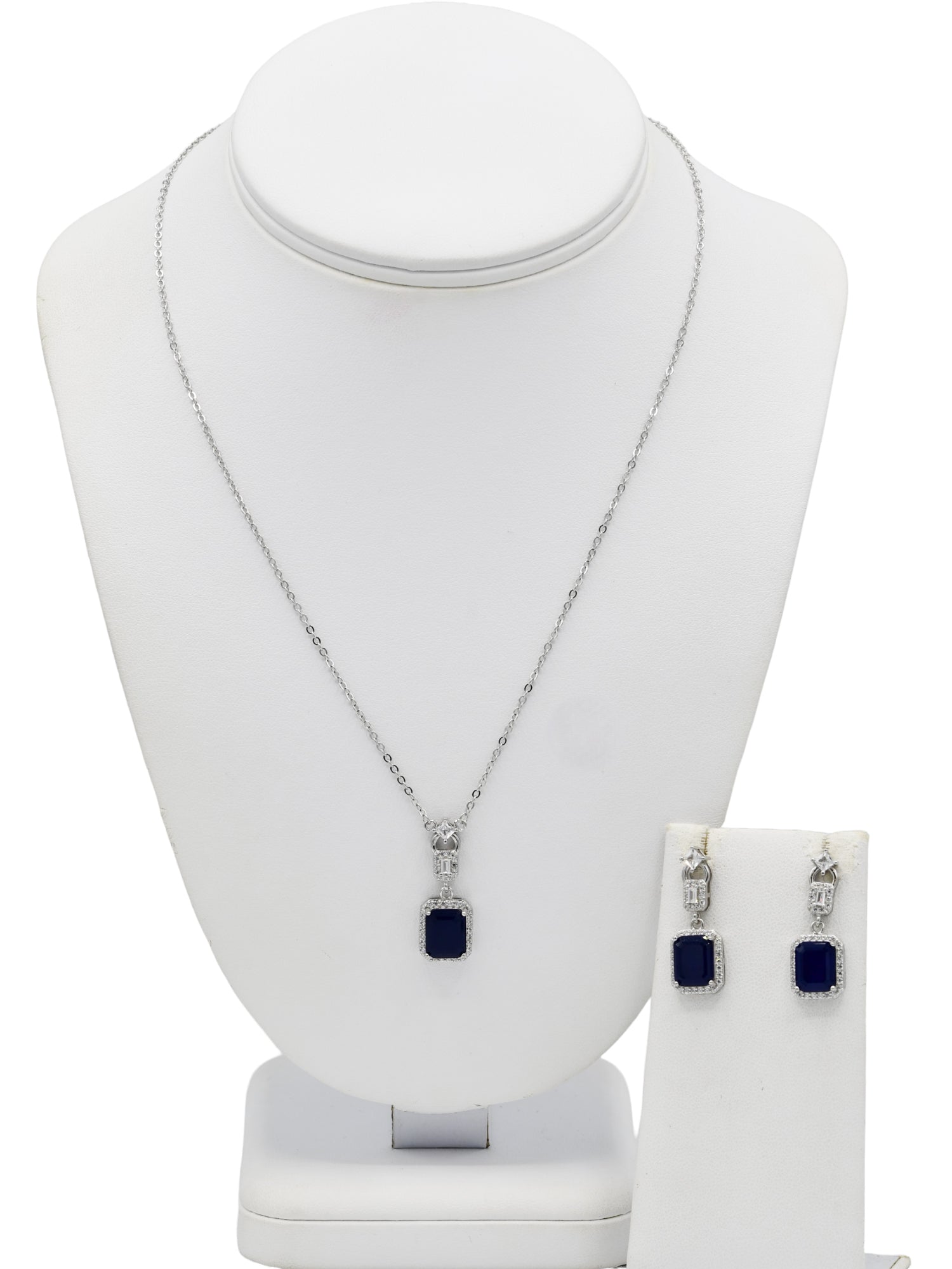 Silver CZ Necklace Set