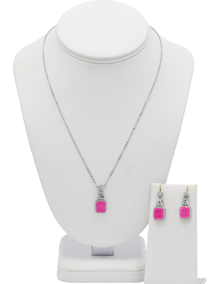 Silver CZ Necklace Set