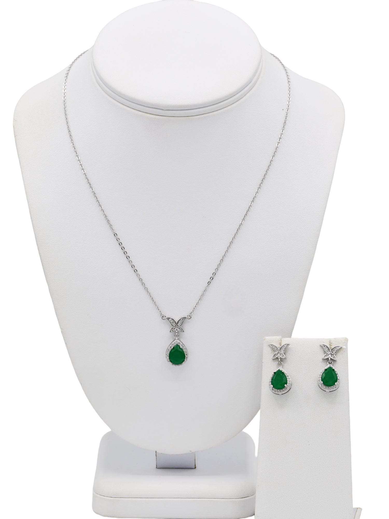 Silver CZ Necklace Set