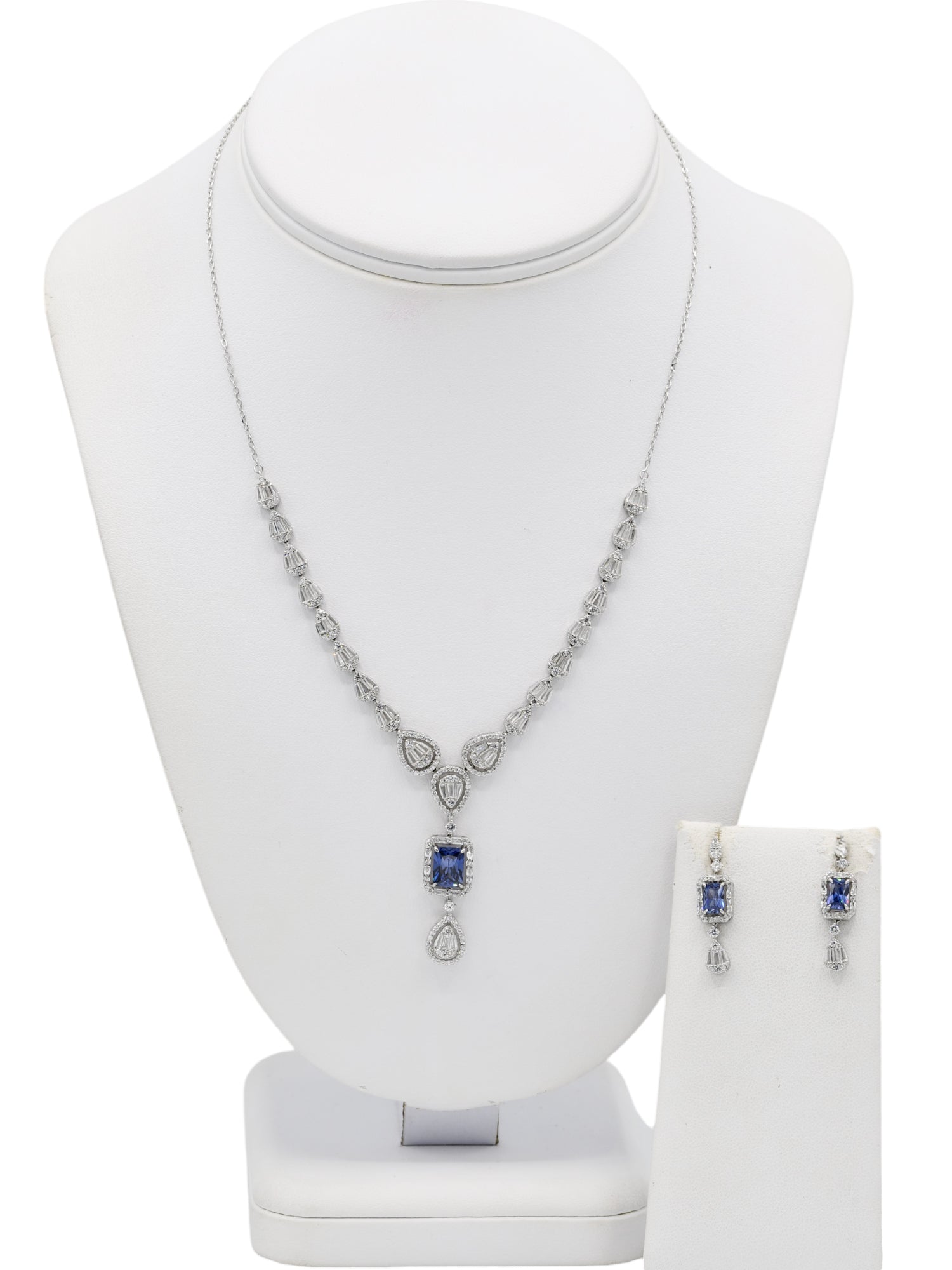 Silver CZ Necklace Set