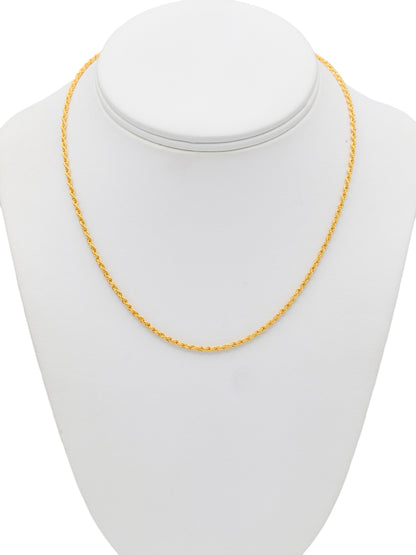 22ct Gold Hollow Rope Chain - 40 CM