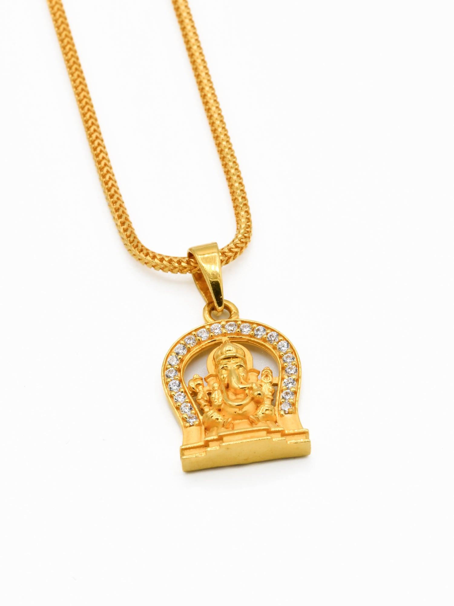 22ct Gold CZ Ganesh Pendant