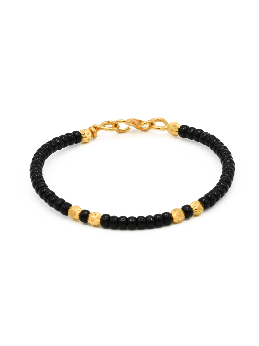 22ct Gold Black Beads Ball Pair Baby Bangle