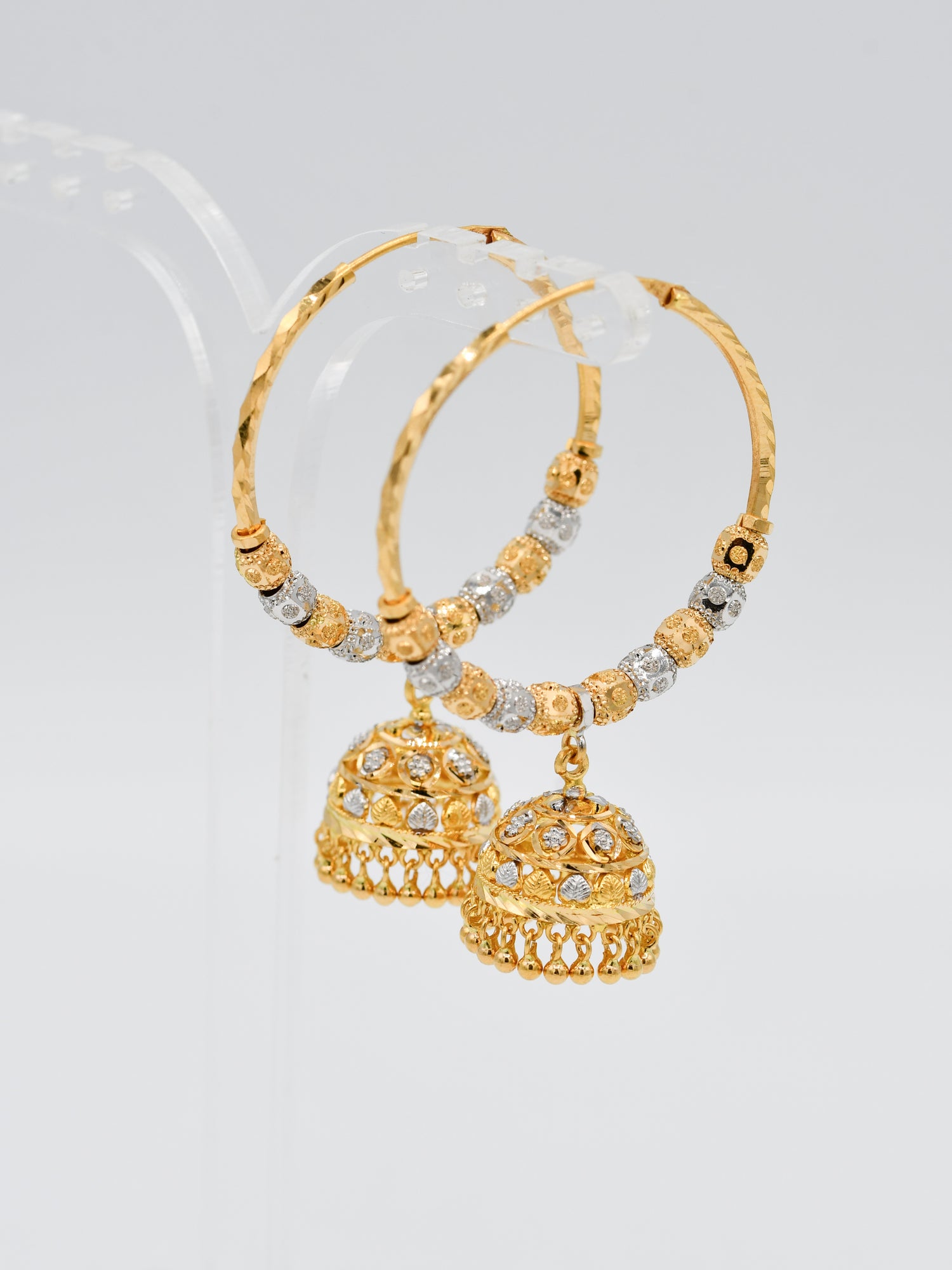 22ct Gold Two Tone Ball Jhumki Bali