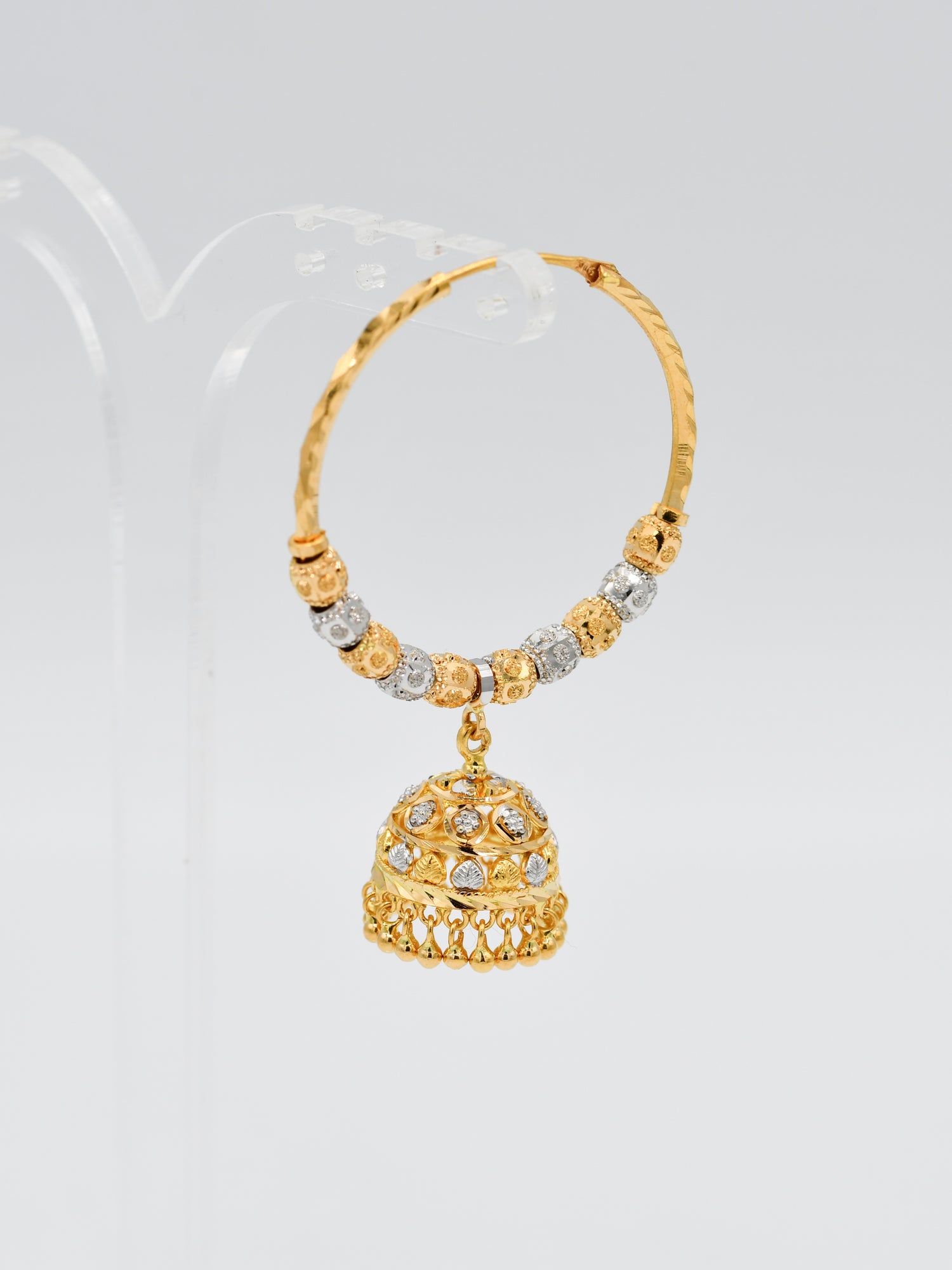 22ct Gold Two Tone Ball Jhumki Bali