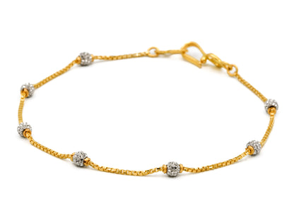 22ct Gold Two Tone Ball Ladies Bracelet - Roop Darshan