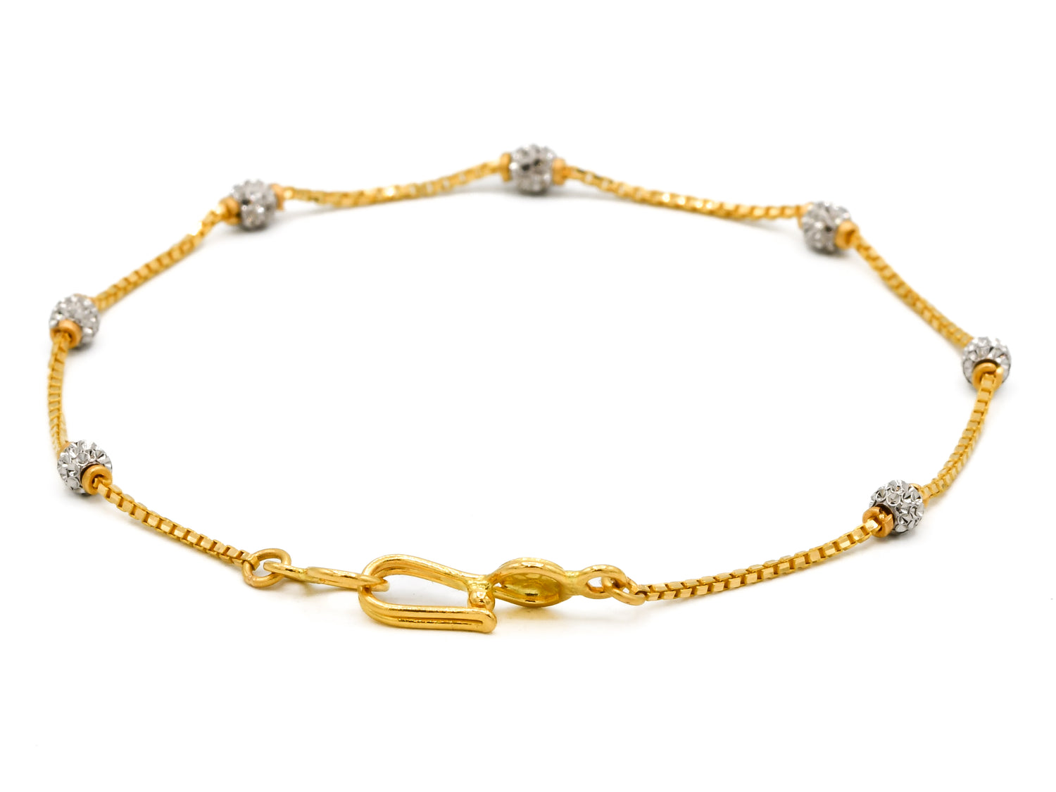 22ct Gold Two Tone Ball Ladies Bracelet - Roop Darshan