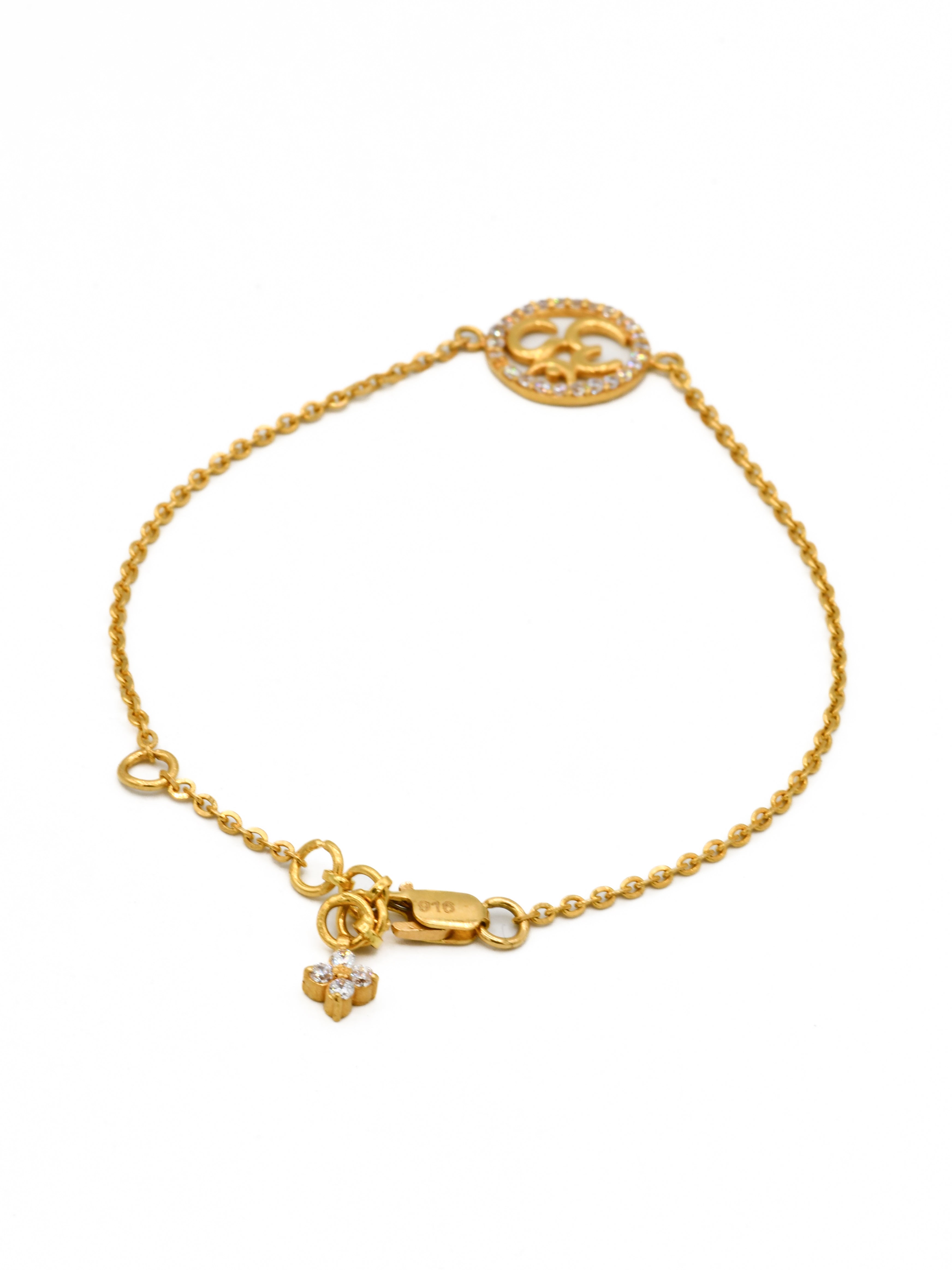 22ct Gold CZ Om Ladies Bracelet