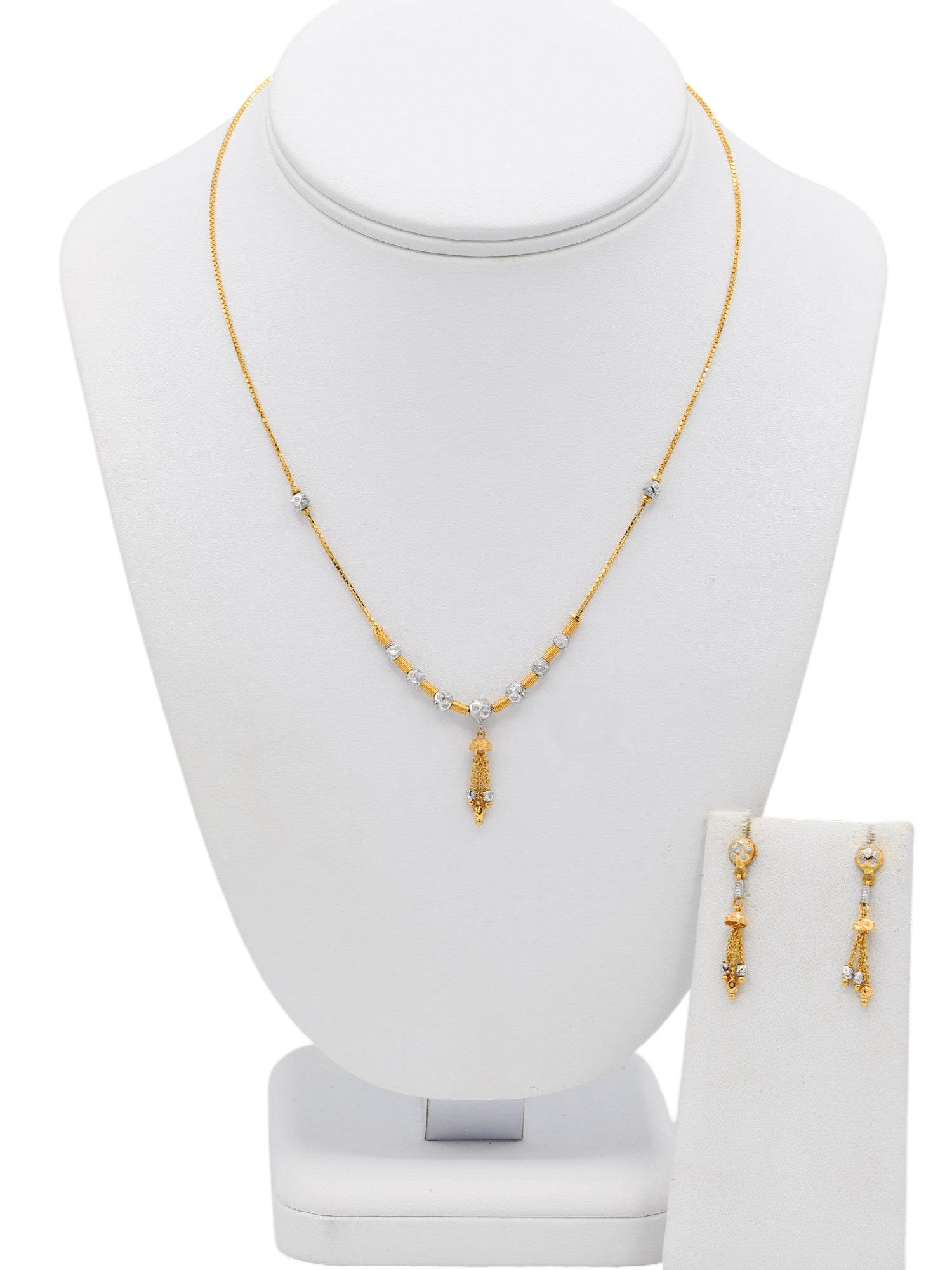 22ct Gold Two Tone Ball Necklace Set