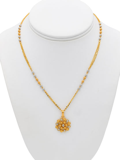 22ct Gold Two Tone Ball Necklace Set