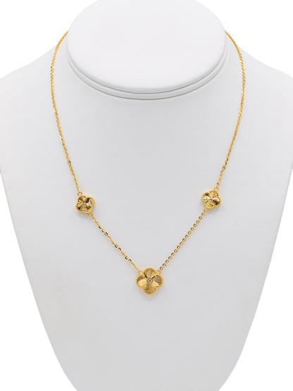 22ct Gold CZ Flower Necklace Set