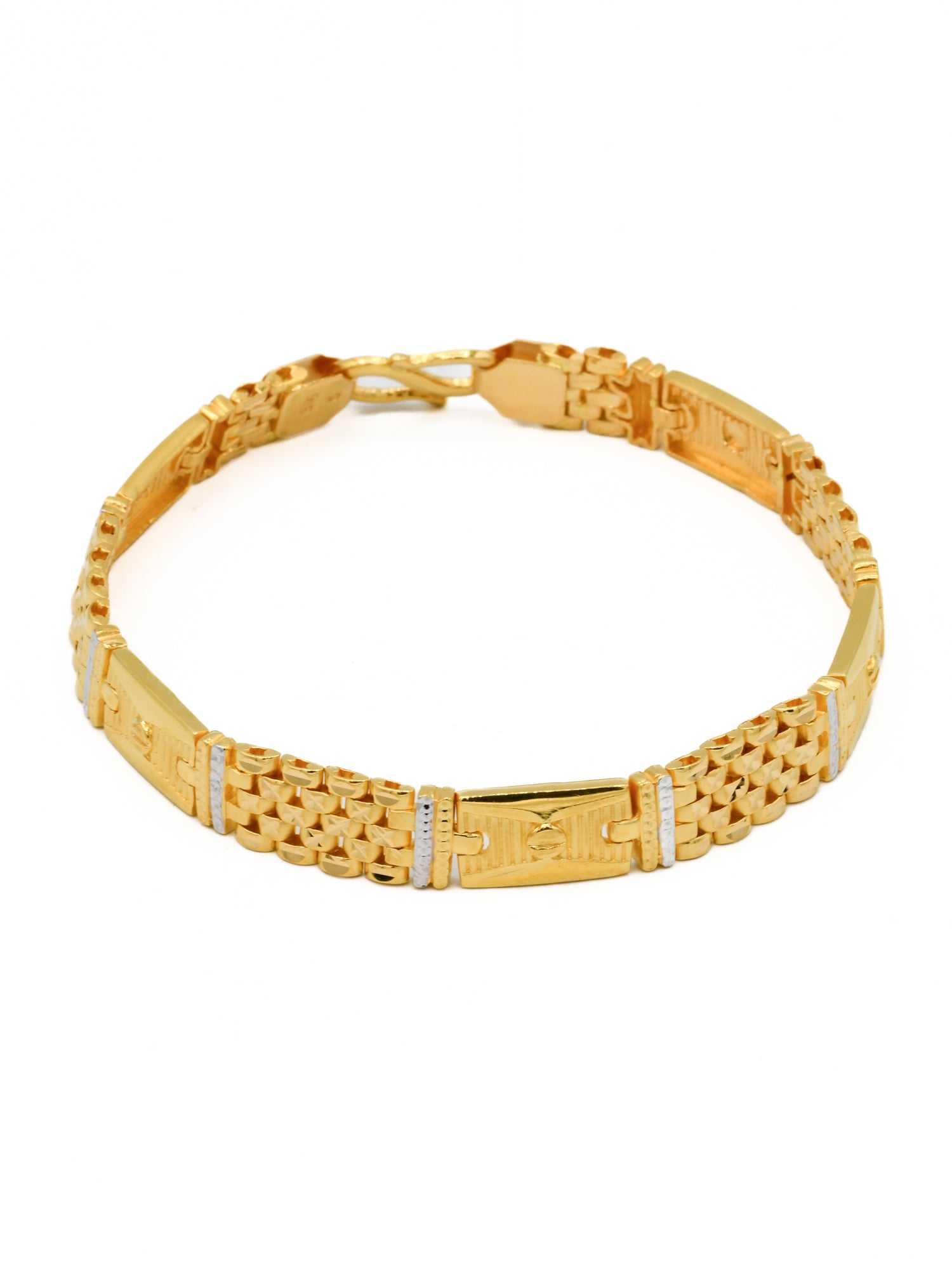 22ct Gold Two Tone Mens Bracelet