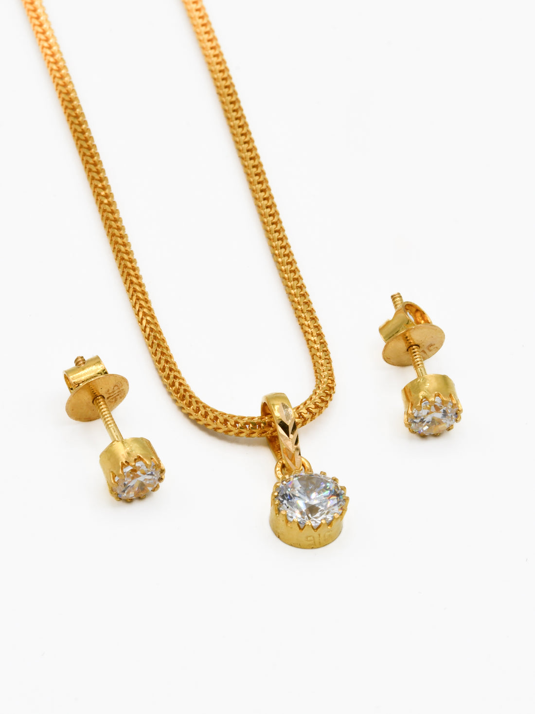 22ct Gold CZ Pendant Set