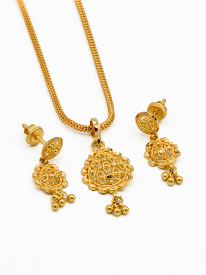 22ct Gold Filigree Pendant Set