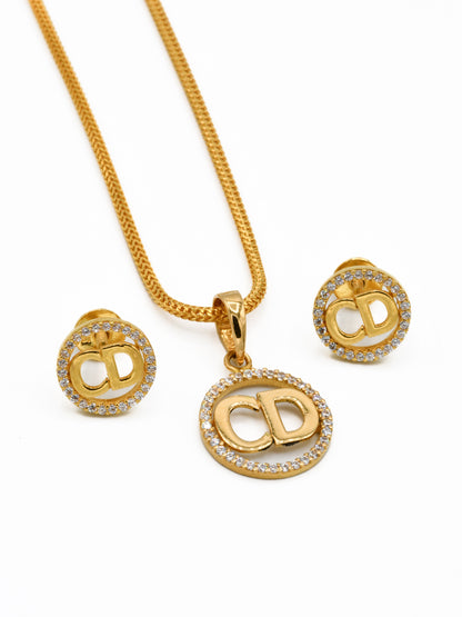 22ct Gold CZ Pendant Set