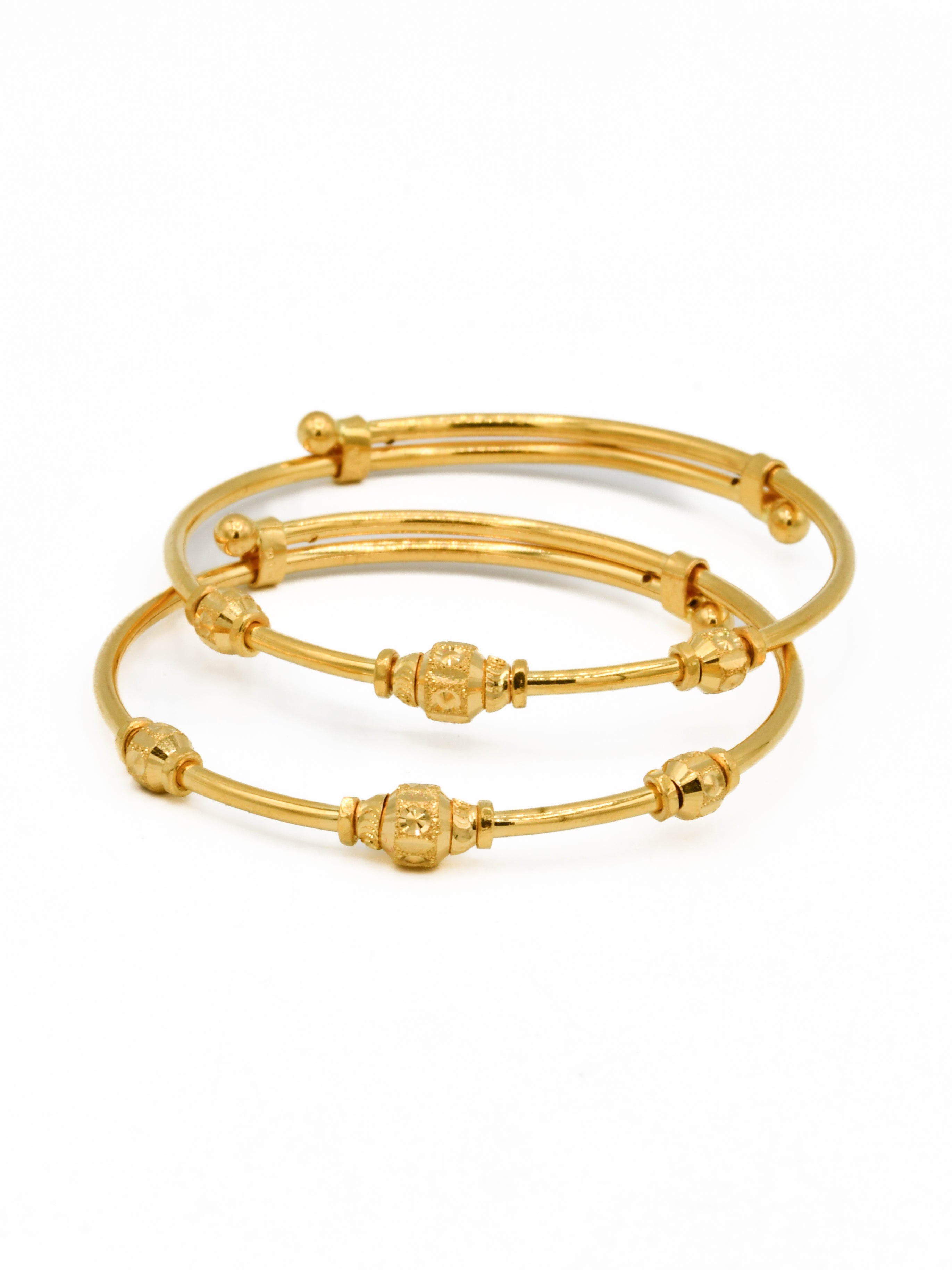 22ct Gold Ball Adjustable Pair Baby Bangle