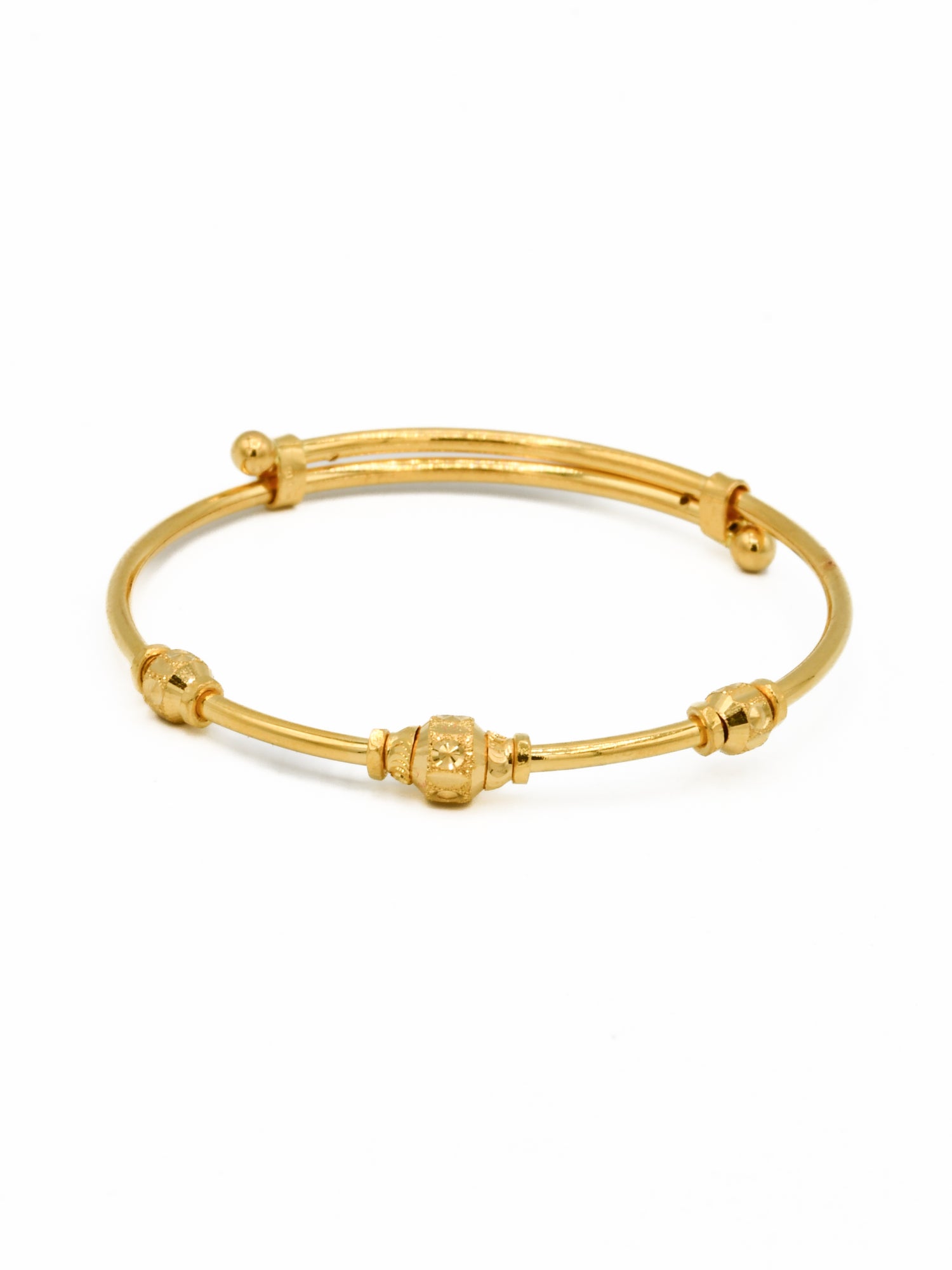 22ct Gold Ball Adjustable Pair Baby Bangle