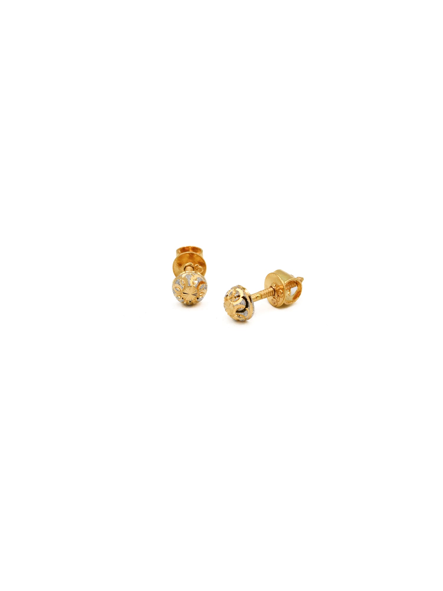 22ct Gold Two Tone Ball Stud Earrings